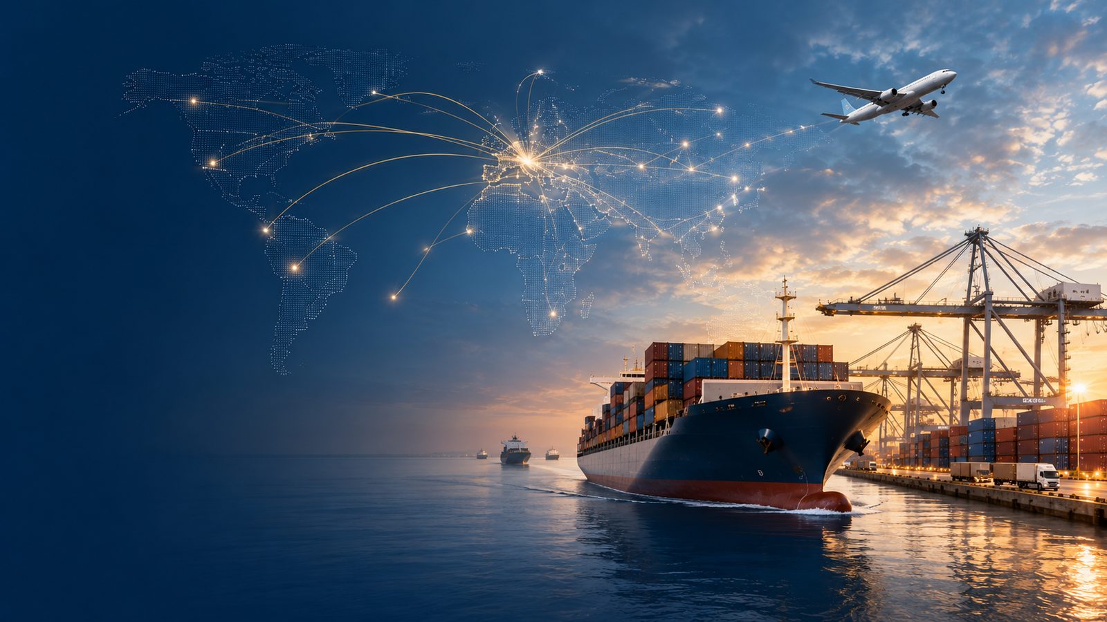 Export routes connecting France with several international markets.